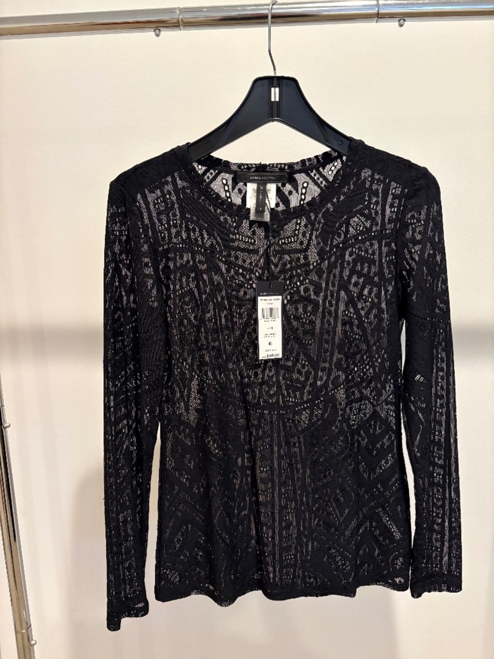 NWT BCBG Black lace top